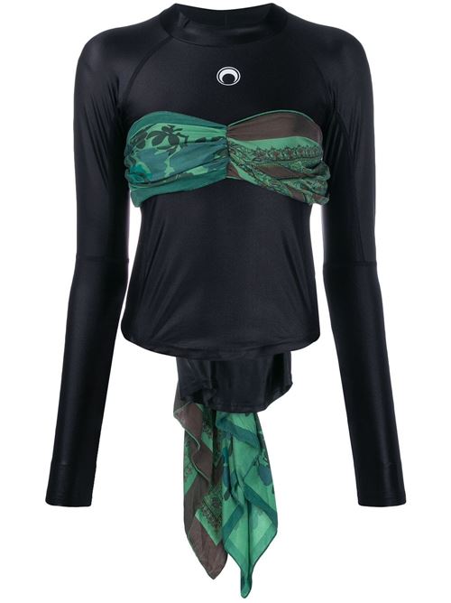 con sciarpa incrociata sul davanti MARINE SERRE | JEU30FW19JERSEYTOPUPCYCLEDSCARFBLACK/GREEN